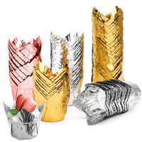 Disposable Tulip Cupcake Liners Aluminum Foil Baking Muffin Cups Ramekin Holders Cake Wrappers For Parties
