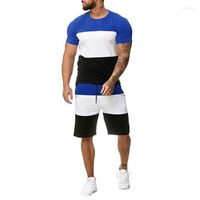 Men's Tracksuits T-shirt Conjunto de 2 peças esportes de manga curta lazer de lazer finos casuais conjuntos masculinos