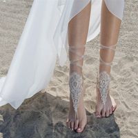 Великолепные пляжные свадьбы обувь женские кружевные аппликации свадебные аксессуары 2019 открытые ноги для свадебной обуви для Summer291f