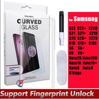 Samsung S22Ultra S22 S21 S20 S20 Note20 Ultra S10 Note10 Plus S8 S9 Note8 용 9d UV Nano 액체 곡선 강화 유리 보호기 소매 패키지