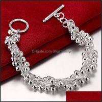 Cuff Bracelets Jewelry Arrivals Women Bracelet 925 Sterling Sier Grape Beads Ot Button Fashion Gift Drop Delivery 2021 0Dlor