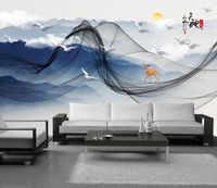 Custom 3d wallpaper Modern minimalist abstract artistic conception line ink landscape painting mural background wall wallpapers for bedroom living room