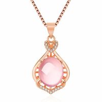 Lockets Chic Heart Pink Crystal Zircon Diamonds Gemstones Pendant Necklaces For Women 18k Rose Gold Color Choker Jewelry Bijoux Gifts