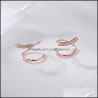 Stud Earrings Jewelry 100% Real 925 Sterling Sier Spiral For Women Korea Rose Gold Geometric Ear Christmas Gifts Yme592 Drop Delivery 2021 E
