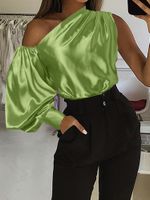 Женские блузкие рубашки Celmia Shiny Satin One Phools Blouse Элегантные женщины 2022 Tops Fashion Fanter