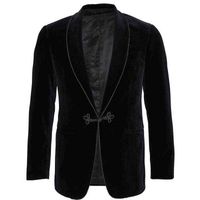 Velvet negro chalecas fumador solapa de chal blazer vintage suelto para la cena de fiesta de fiesta de recompensas