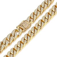 Cadeias Men's Hip Hop Colar Gold Color Miami Chain Chain Jewelry Macho Jewelry Presentes para homens 14mm 24 polegadas KGN455CHINES