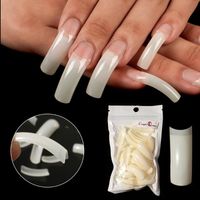 Falska naglar 500st Curved Arch Half Cover Nail Art Acrylic Artificial 10 Storlekar Tryck på Kista Tips Manikyr Verktyg