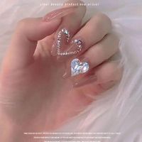 False Nails 24pcs Love Rhinestones Wear Long Paragraph Fashion Manicure Patch Save Time Wearable Nail With Glue Fake