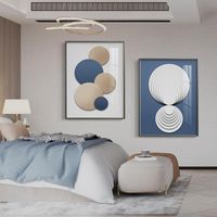 Dipinti astratti Blue Bianco di tela bianca poster di pittura e stampe nordiche geometriche arte da letto da letto soggiorno decorazioni per la casa immagini