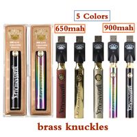 5 couleurs Knuckles en laiton Préchauffez la batterie avec chargeur USB 650MAH 900mAh BK Tension réglable Réglable rechargeable 510 Batteries d'huile épaisse Cartouche d'huile épaisse