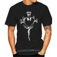 Men&#039;s T-Shirts Bleeding Heart Cross T Shirt Mens Stake Goth Rock Dark Fantasy Chemistry Style Round Tee