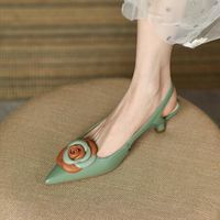 Sandals Genuine Leather Flower Non- Slip High Heels Pointed H...