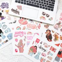50pcs Valentine's Day LOVE Stickers For Notebook Laptop Scrapbooking  Material Adesivos Pink Stickers Vintage Craft Supplies Toys