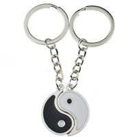 Vintage Silver Couple China Enamel Yin Yang Keychain Key Ring Key Chain Souvenirs Valentine's Gift For Keys Car Jewelry NEW288T