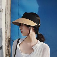 Visorlar Kadın Şapka Kontrast Renkli Güneş Koruma Örgülü Boş Top Hearwearvisiss