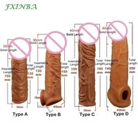 FXINBA Realistic Silicone Penis Extender Sleeve Delay Ejacul...