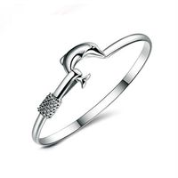925 silver charm bangle Fine Noble mesh Dolphin bracelet fashion jewelry GA150288S