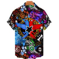 Herren -Hemdhemden Hawaiian Unisex Kurzarm Shirt modisch mit Farb 3D -Briefmarken für Urlaub und Strandmänner