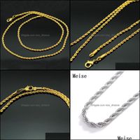 Chains Necklaces Pendants Jewelry 18K Real Gold Plated Stainless Steel Rope Chain Necklace For Men Fashion Gift Drop Delivery 2021 7Zktr