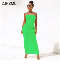 Sexy Backless Ruched Wrap Dress for Women Sleeveless Bodycon Causal Maxi Dresses Plus Size High Waist Solid Package Hip Dress1253N