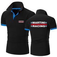Polos masculinos Martini Racing Racing Impresión Cotonsolid Color informal Casta corta Camiseta de moda transpirable Menores de hombres '