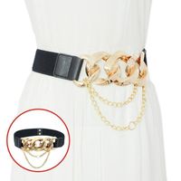 Belts Fashion Elastic For Women Designer Pu Thick Chain Wais...