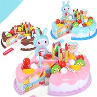 Gift Sets 37Pcs Protend Play Fruit Cuting Birthday Toys DIY Kitchen Cake Food Boys Girls For Children Educational Baby Kids273B