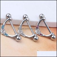Stainless Steel Nipple Tongue Ring Barbell Body Piercing Jewelry 3 Color Mix Bar Drop Delivery 2021 Rings Mx1A9