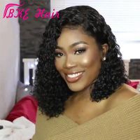 Afro Kinky Curly Simulation Human Hair Wigs Natural Color Bleached Knots 13x4 Lace Front Wigs With Baby Hair short bob Wigs2097