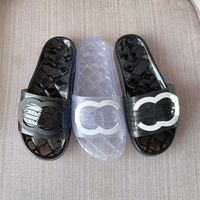 35-42 Kadın Boyut Temiz Jöle Terlik Tasarımcı Yaz Sandalet PVC Kauçuk Slaytlar Kristal Ayakkabı Plaj Havuzu Spor Su Ayakkabı Platformu Flip Flops Daireler Üzerinde