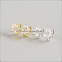 Hoop Hie Earrings Jewelry 100% Genuine 925 Sterling Sier For Women Europe Flower Zircon Circle Earring Fine Party Gift Yme779 Drop Deliver