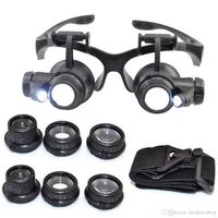 10X 15X 20X 25X magnifying Glass Double LED Lights Eye Glasses Lens Magnifier Loupe Jeweler Watch Repair Tools glitter2008205N
