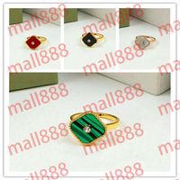 Fashion diamond designer Band ring many colours clover shell jewelry 18k plated wedding rings for women Party Anniversary engageme211l