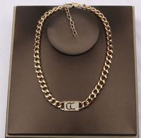22SS 20 Estilo Famoso diseñador Carta Doble captante Collares colgantes de 18 quilates Collar de joyas de joyas de joyería para mujeres de dhinesta