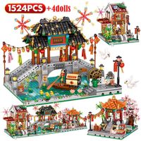 Pcs City Classic Style Mini Four Corners Pavilion Building Blocks Home Ornaments Friends Bricks Toys For Children Gifts J220624