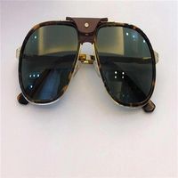 Square Pilot Sunglasses 0241s Metal Gold Havana Green Lens gafa de sol Mens Sunglasses Shades UV400 New with box1994