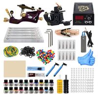 Tattoo Machine Kit Professional Complete 10 Coil 2 Tatoo Guns Power Supply Ink Naald Tip Grip Set voor Tatto Artists Top Quality292D