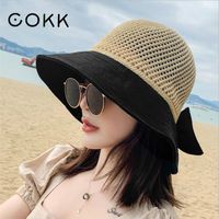 COKK Summer S pour les femmes tricot respirant pliable avec une protection d'arcs Sunshade coréen de plage CAP CAP VOYAGE 220613
