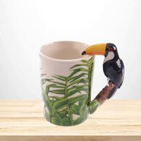 Mugs 1pcs Woodpecker Porcelain Ceramic Cartoon Funny 3D Bird...