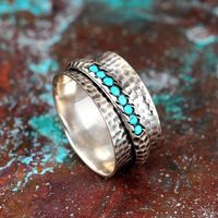 Wedding Rings Green Retro Natural Stone Ring Alloy Inlaid With Aesthetic For Women Bohemian Jewelry AccessoriesWedding