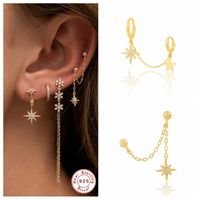 Stud Pretty 925 Sterling Silver Earrings Korean INS Snowflake Zircon Drop Chain Orecchini For Lovers' Party GiftStud