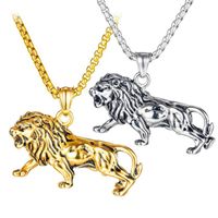 Anhänger Halsketten Edelstahl Gold Tier Tiger Punk Stein Halskette Schmuck Geschenk für ihn mit Kettenpendant