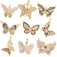 Charms Trendy Crystal Butterfly Real Gold Plated Cute For Je...
