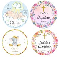 Personalized baptism and my first communion birthday party gift box stickers 220613