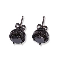 Hip Hop Ear Stud New Four-Claw Black Ear Nails Circular Square Transparent Zircon Gold Plated Earrings For Men women2874