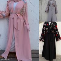 Кимоно Дубай Абаяс для женщин Мусульманское платье Hijab Цветочный турецкий халат Femme Kaftan Caftan Caftan Malocain Молитва исламский