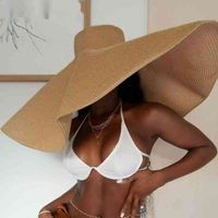 Verano 25 cm de al borde ancho plegable s para mujeres sombrero de sol de gran tamaño viajes de paja