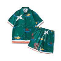 남자 트랙 슈트 남성의 여름 셔츠와 반바지 세트 패션 3D 해변 인 Malemen 's를 위해 인쇄