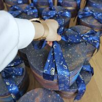 リボン付きの青い星の銀河ギフトボックス丸い形のお土産プレゼントパッケージ用品ギフトサプライズ段ボール箱220608